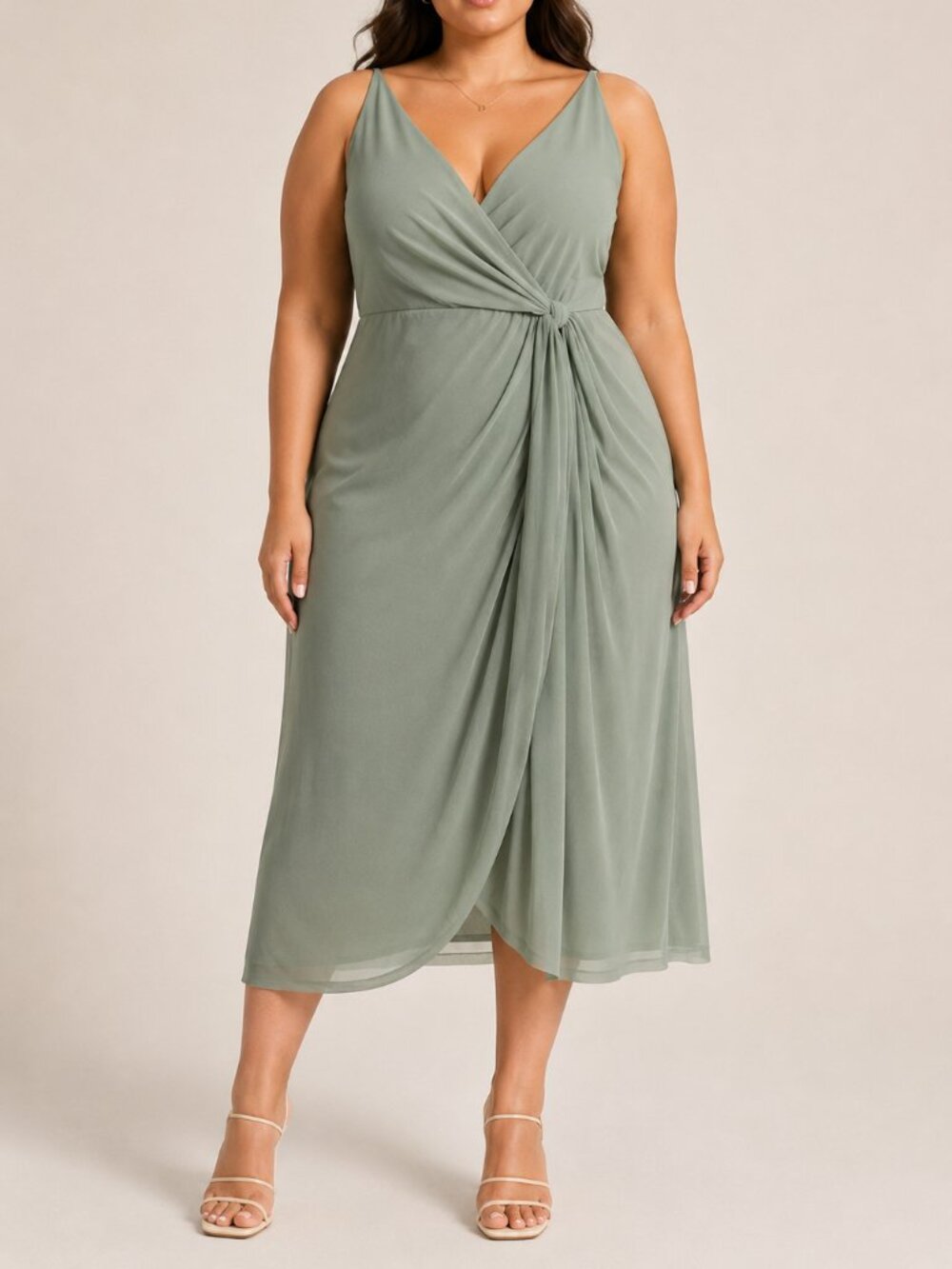 Abercrombie & Fitch Olive Green Wrap Midi Dress